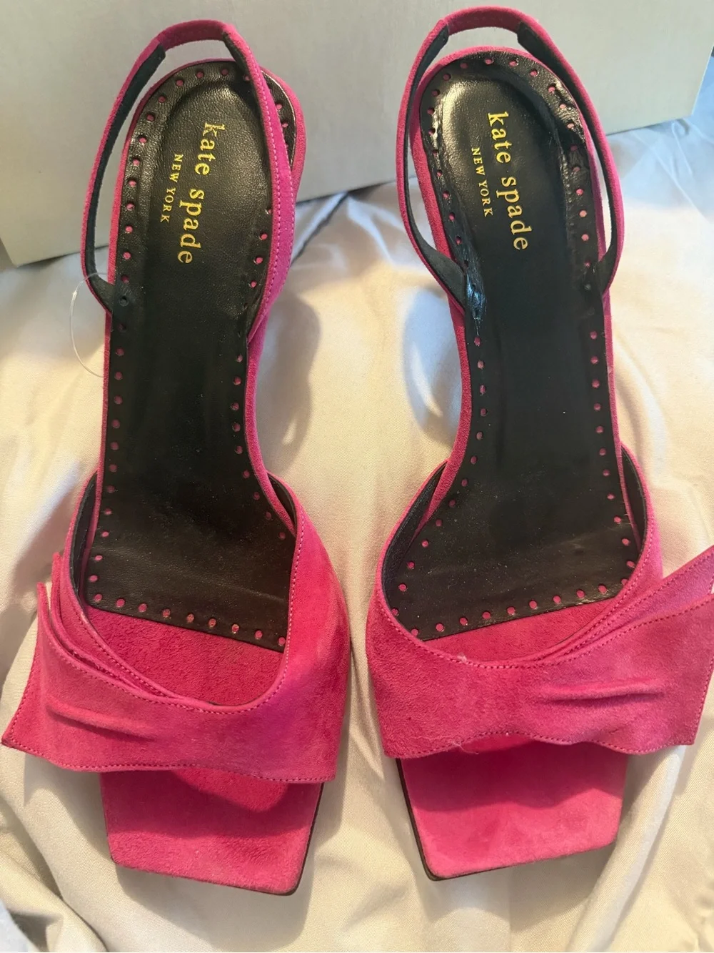 Kate Spade Bree Fuschia Suede Kitten Heel Sandals